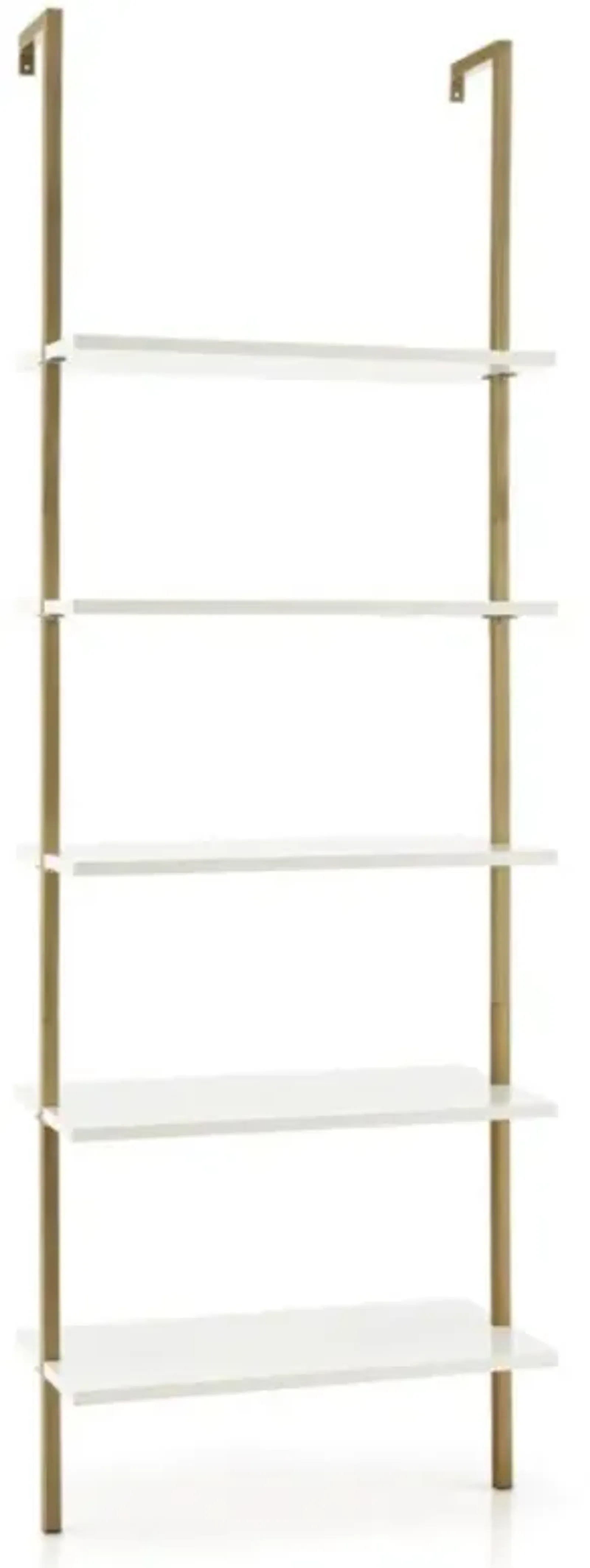 Hivvago 5 Tier Ladder Shelf Wall-Mounted Bookcase with Steel Frame-Golden