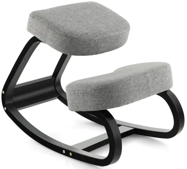 Rocking Ergonomic Kneeling Chair with Padded Cushion for Home Office-Gray