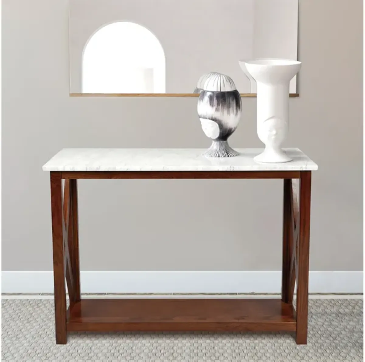 Agatha 39" Rectangular Italian Carrara Console Table