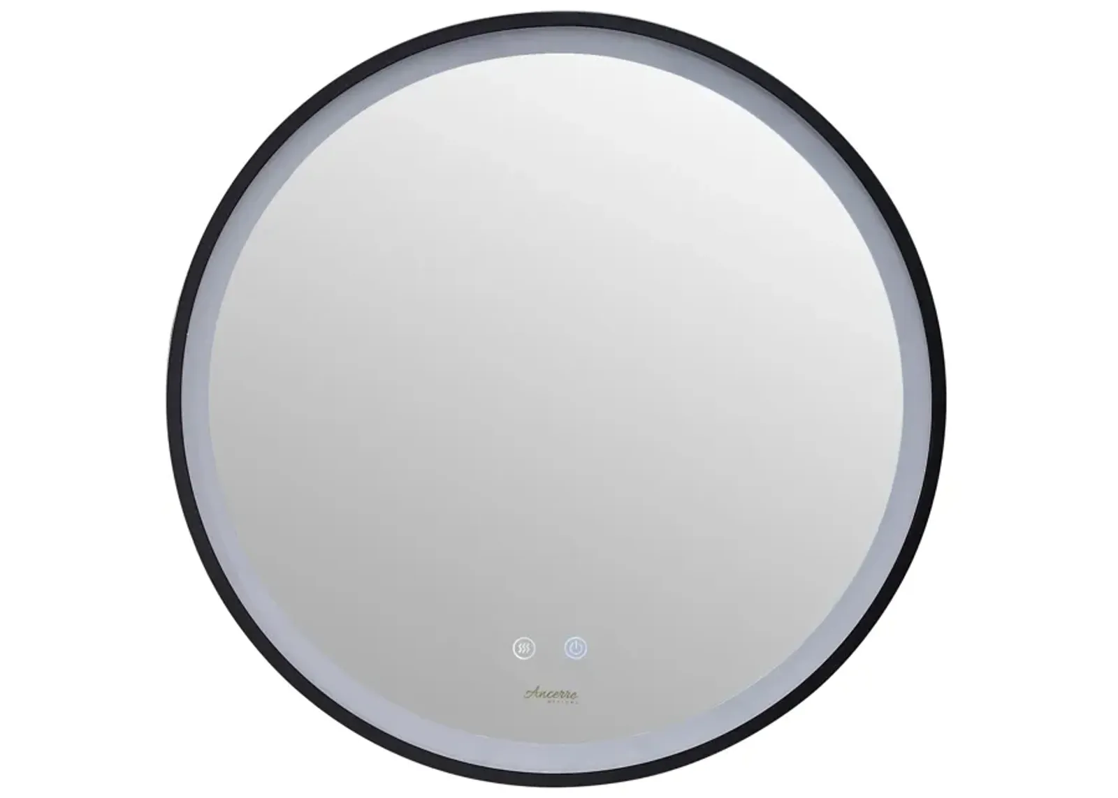 CIRQUE Round LED Black Framed Mirror with Defogger and Dimmer