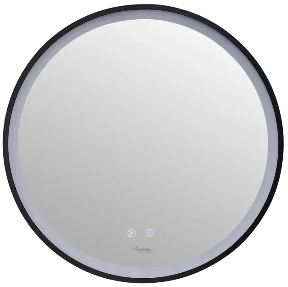 CIRQUE Round LED Black Framed Mirror with Defogger and Dimmer