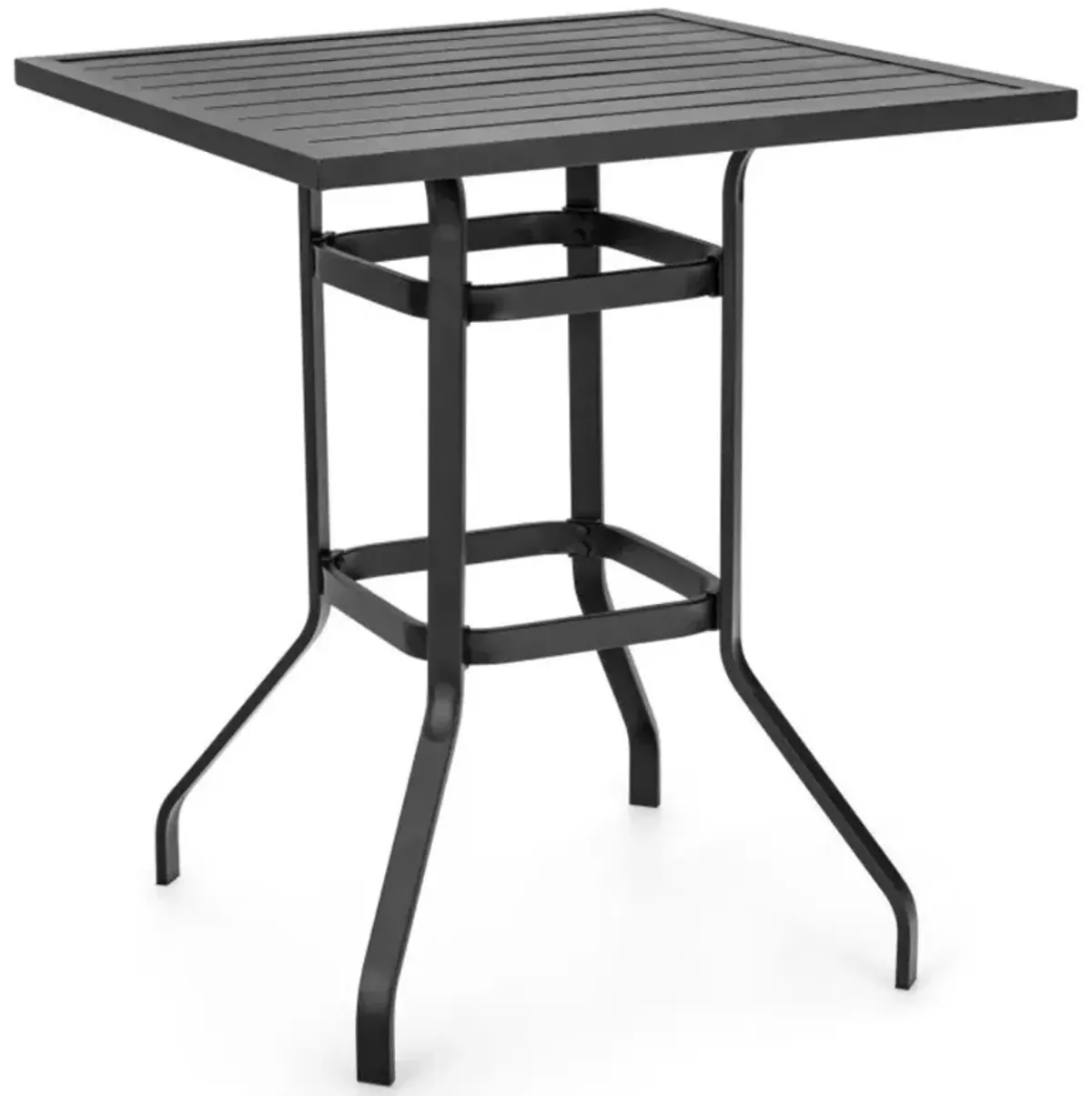 Hivvago 32 Inches Outdoor Steel Square Bar Table with Powder-Coated Tabletop