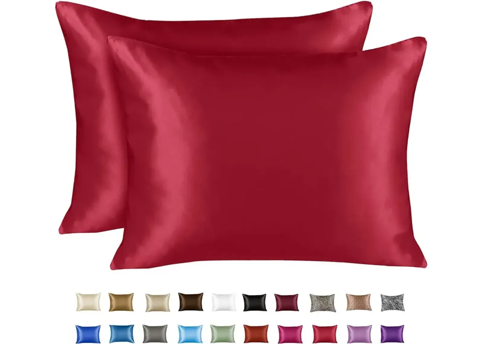 Satin Pillow Case with Zipper - Luxury Pillow Cover (Pillowcase Set of 2)