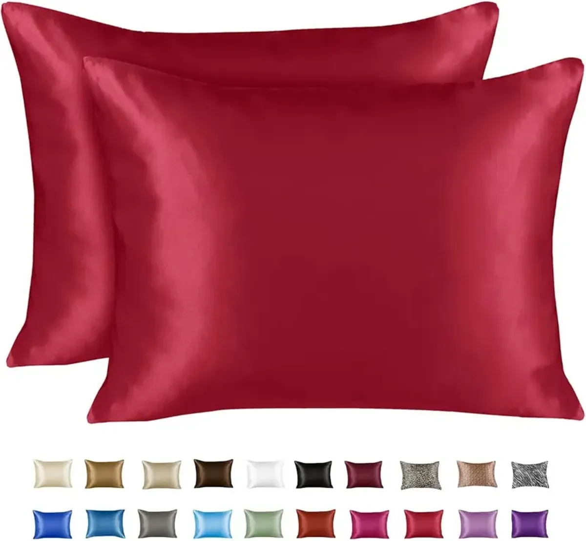 Satin Pillow Case with Zipper - Luxury Pillow Cover (Pillowcase Set of 2)