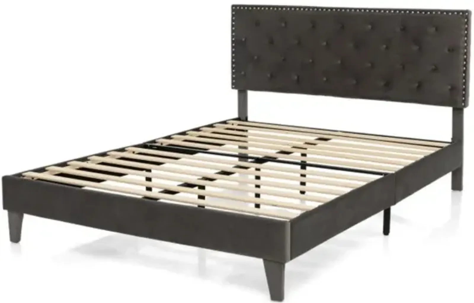 Hivvago Upholstered Platform Bed with Tufted Headboard