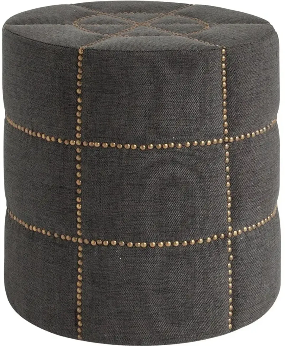 Dark Gray Ottoman With Metal Detailing