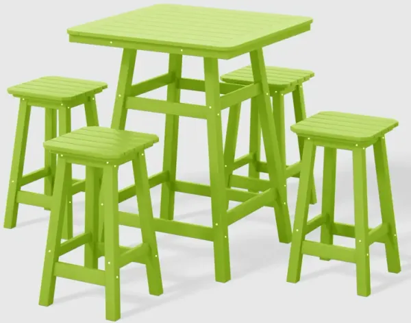 WestinTrends 5-Piece HDPE Outdoor Patio Dining Bar Bistro Table Set with Counter High Bar Stool