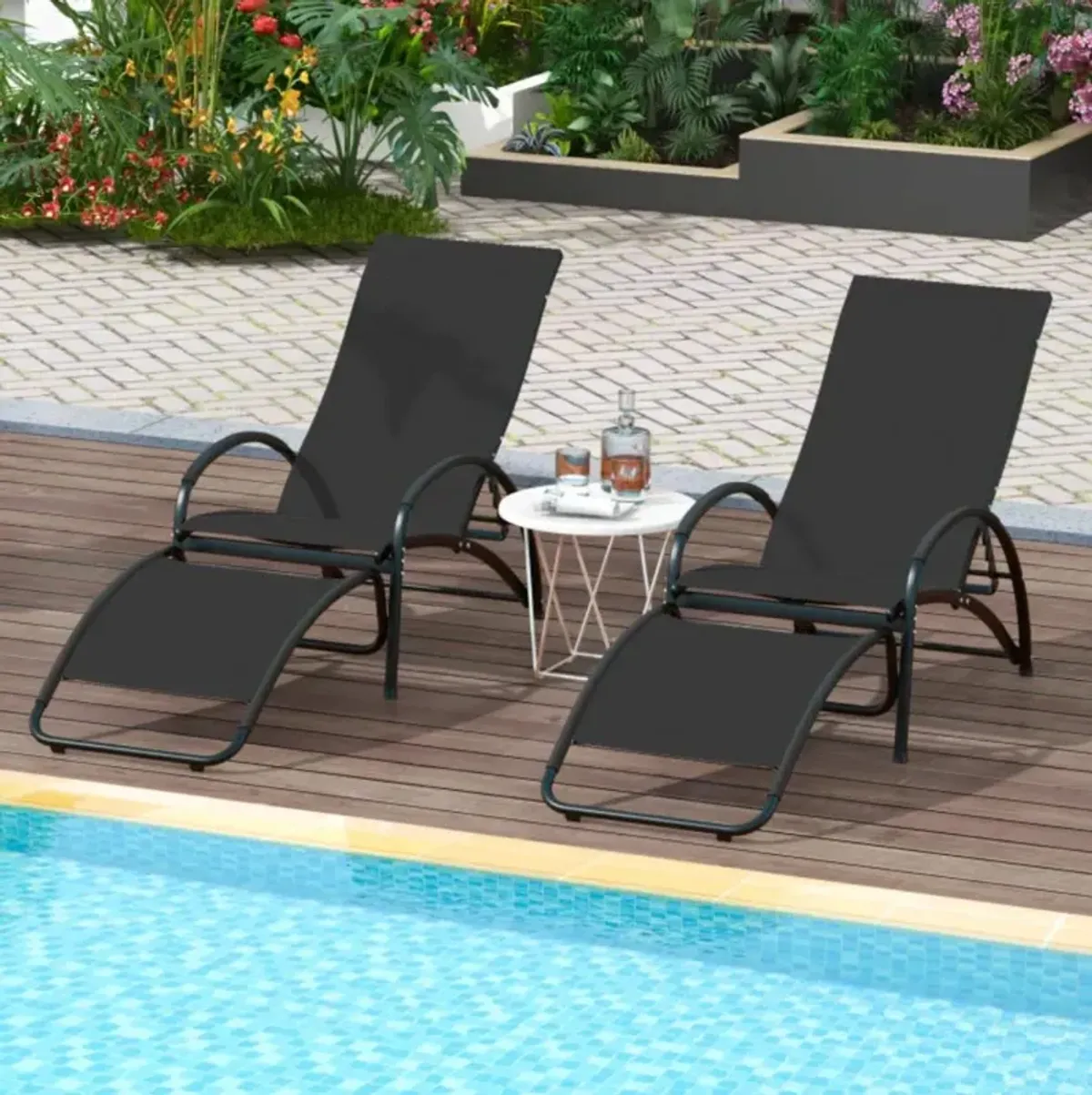 Hivvago 2-in-1 Outdoor Rocking Chair with 4-Position Adjustable Backrest for Patio Porch Poolside