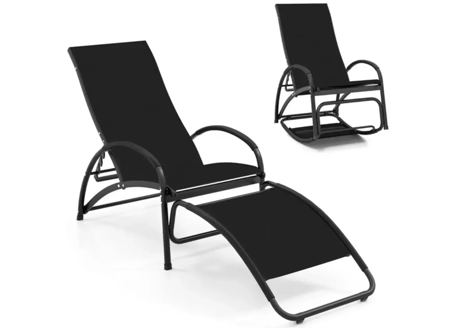 Hivvago 2-in-1 Outdoor Rocking Chair with 4-Position Adjustable Backrest for Patio Porch Poolside