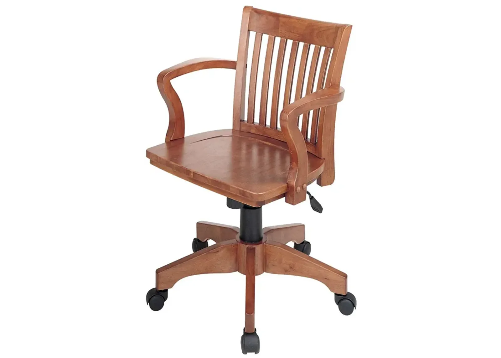 Hivvago Classic Wooden Bankers Chair with Wood Seat and Arms