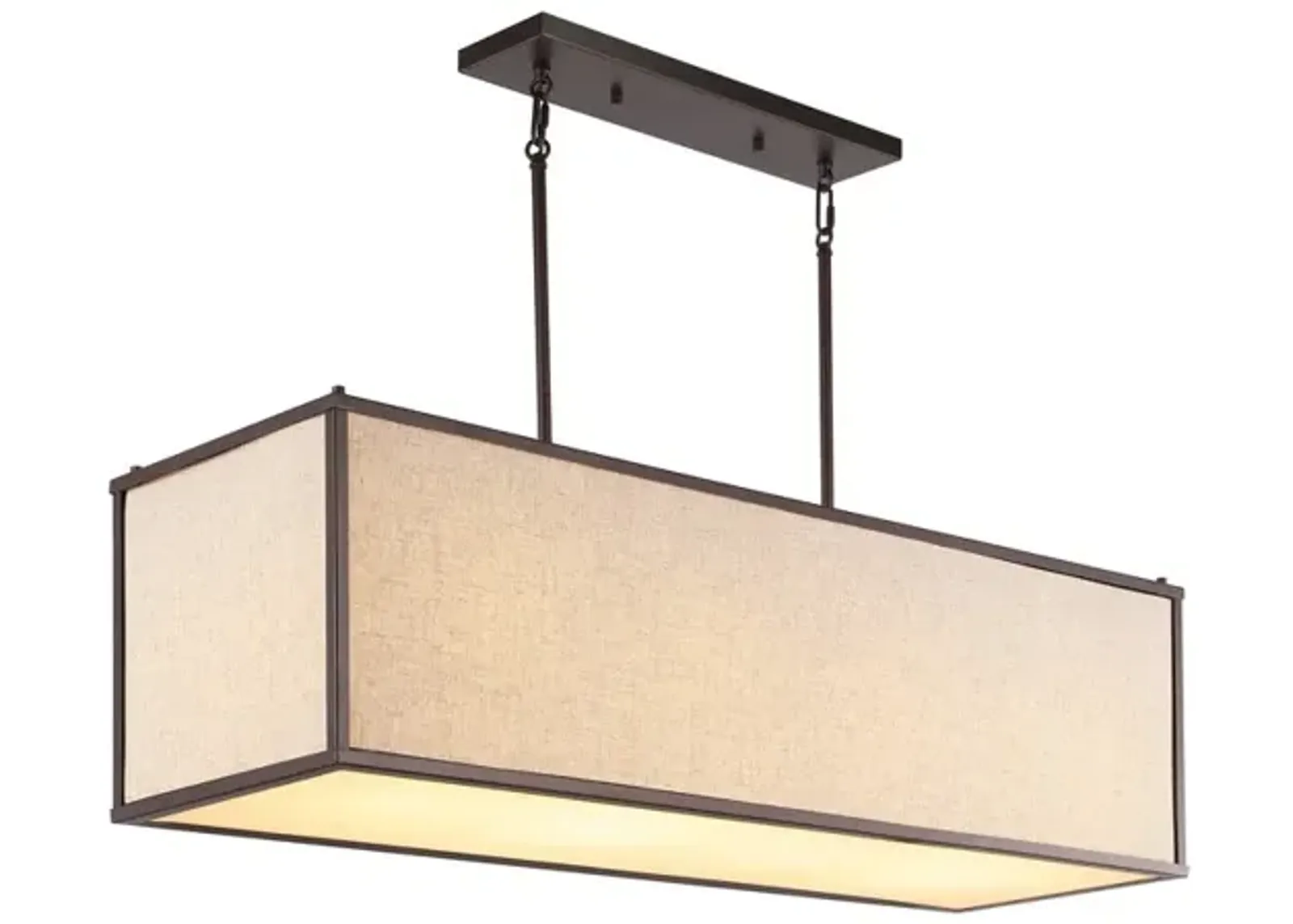 Cole 4-Light Minimalist Industrial Rectangular Linen Iron Linear LED Pendant