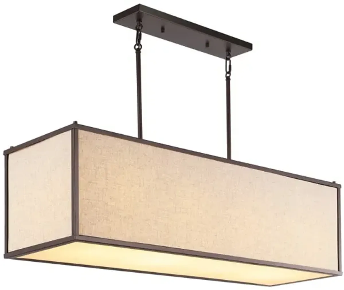 Cole 4-Light Minimalist Industrial Rectangular Linen Iron Linear LED Pendant