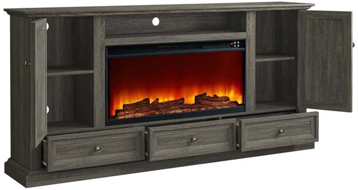 FESTIVO Farmhouse 72" TV Stand with Fireplace - Accommodates up to 75" TV