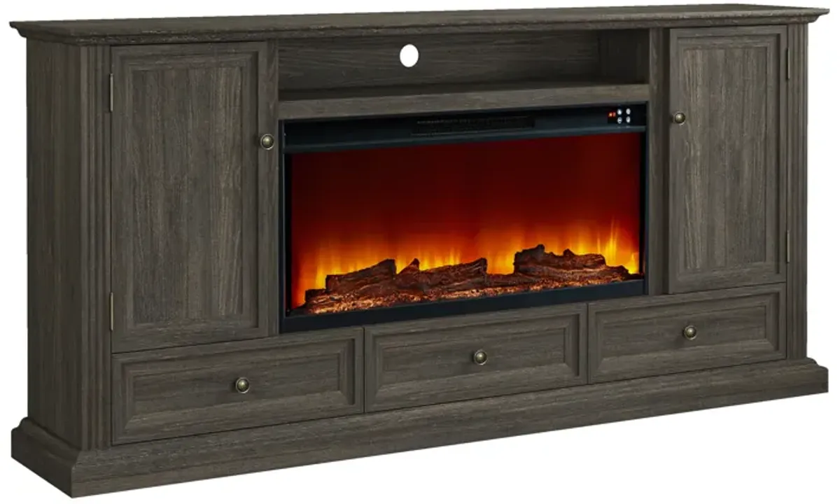 FESTIVO Farmhouse 72" TV Stand with Fireplace - Accommodates up to 75" TV