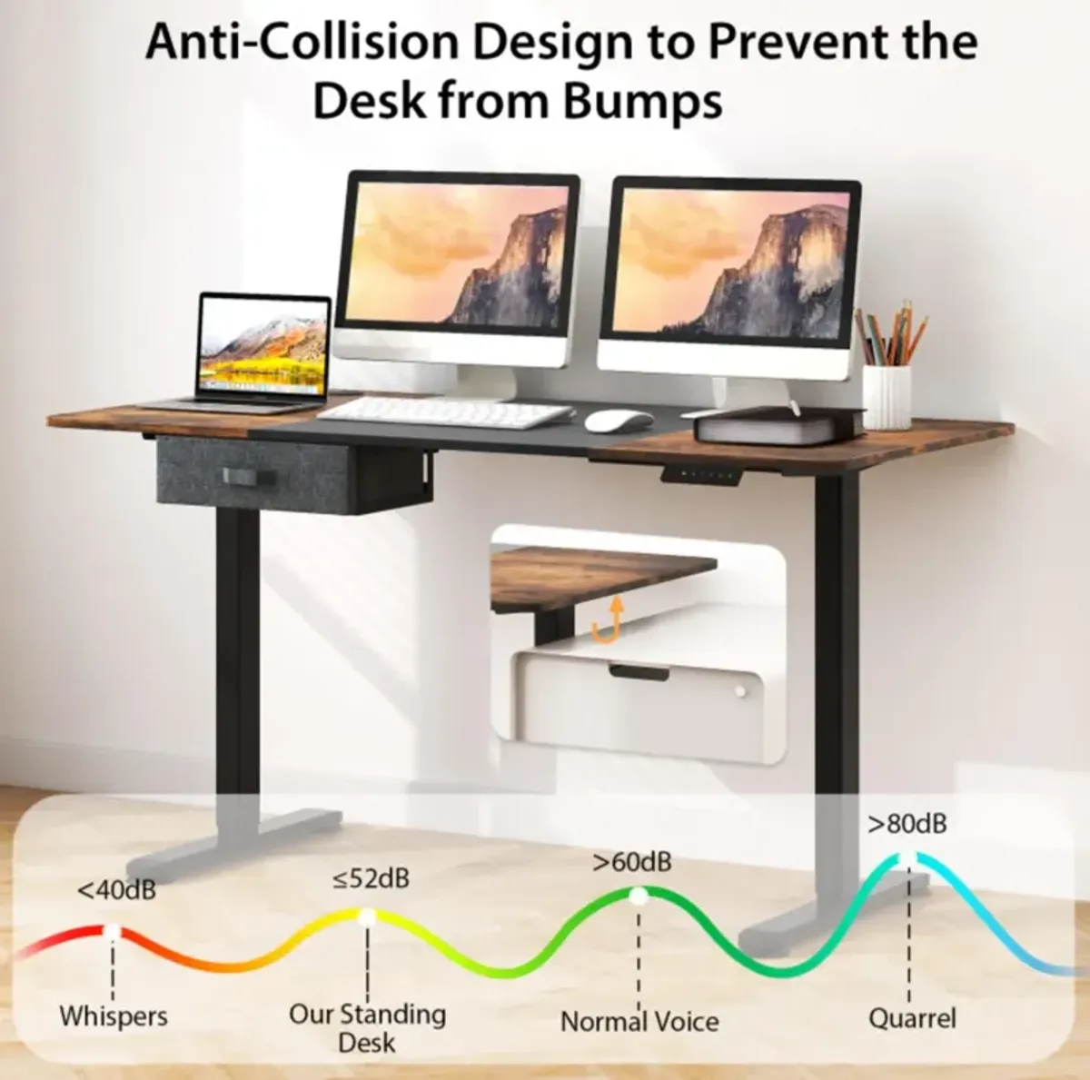 Hivvago Height Adjustable Electric Standing Desk with USB Charging Port