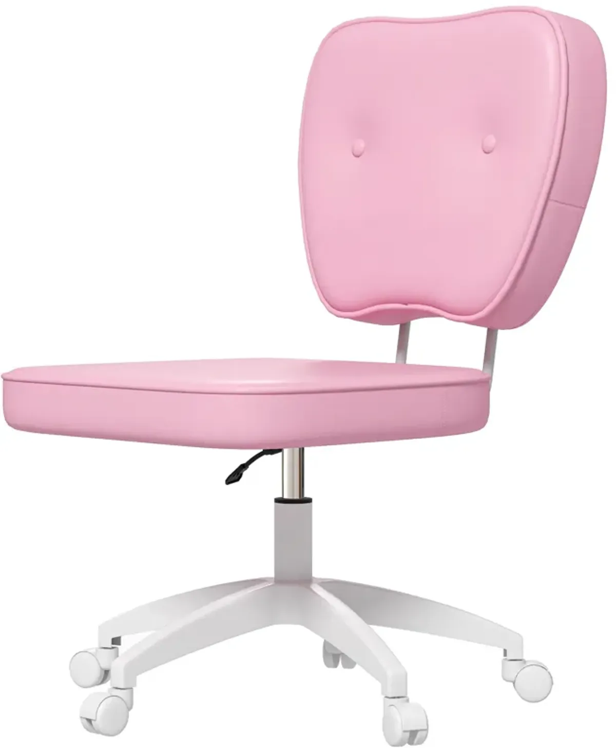 Vinsetto Cute Armless Office Chair, Small PU Leather Computer Desk Chair, Vanity Task Chair with Adjustable Height, Swivel Wheels, Mid Back, Pink