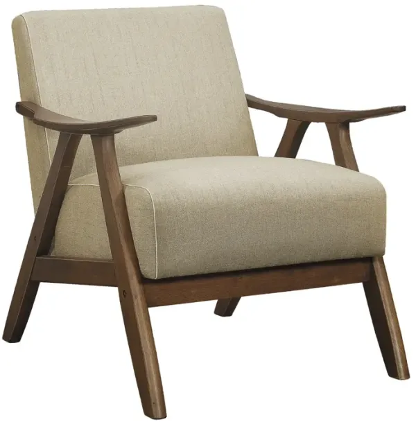 Modern Home Furniture Fabric Upholstered 1pc Accent Chair Cushion Back and Seat Walnut Finish Solid Rubber Wood Furniture