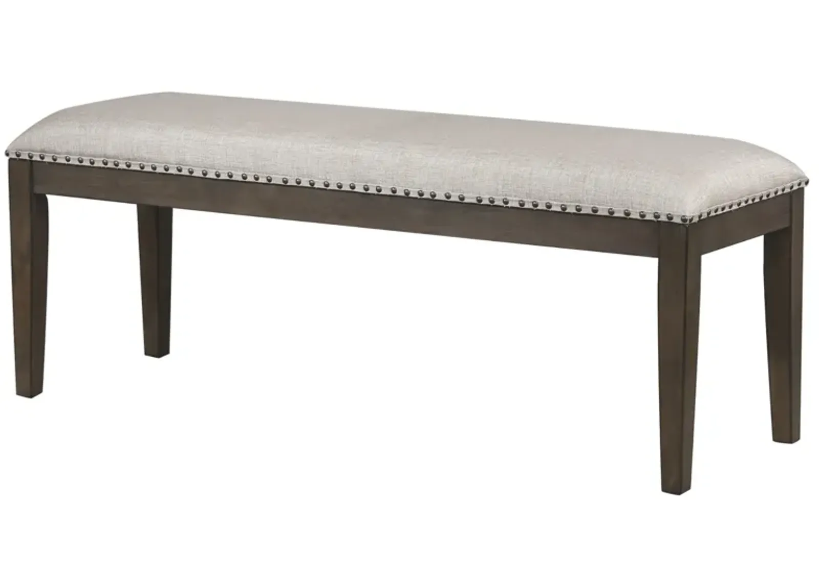 Cali Gray and Brown Dining Bench with Upholstered Seat and Nailheads 19 in. X 50 in. X 16 in.