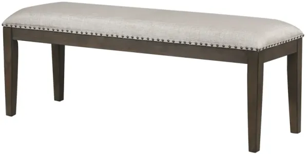Cali Gray and Brown Dining Bench with Upholstered Seat and Nailheads 19 in. X 50 in. X 16 in.