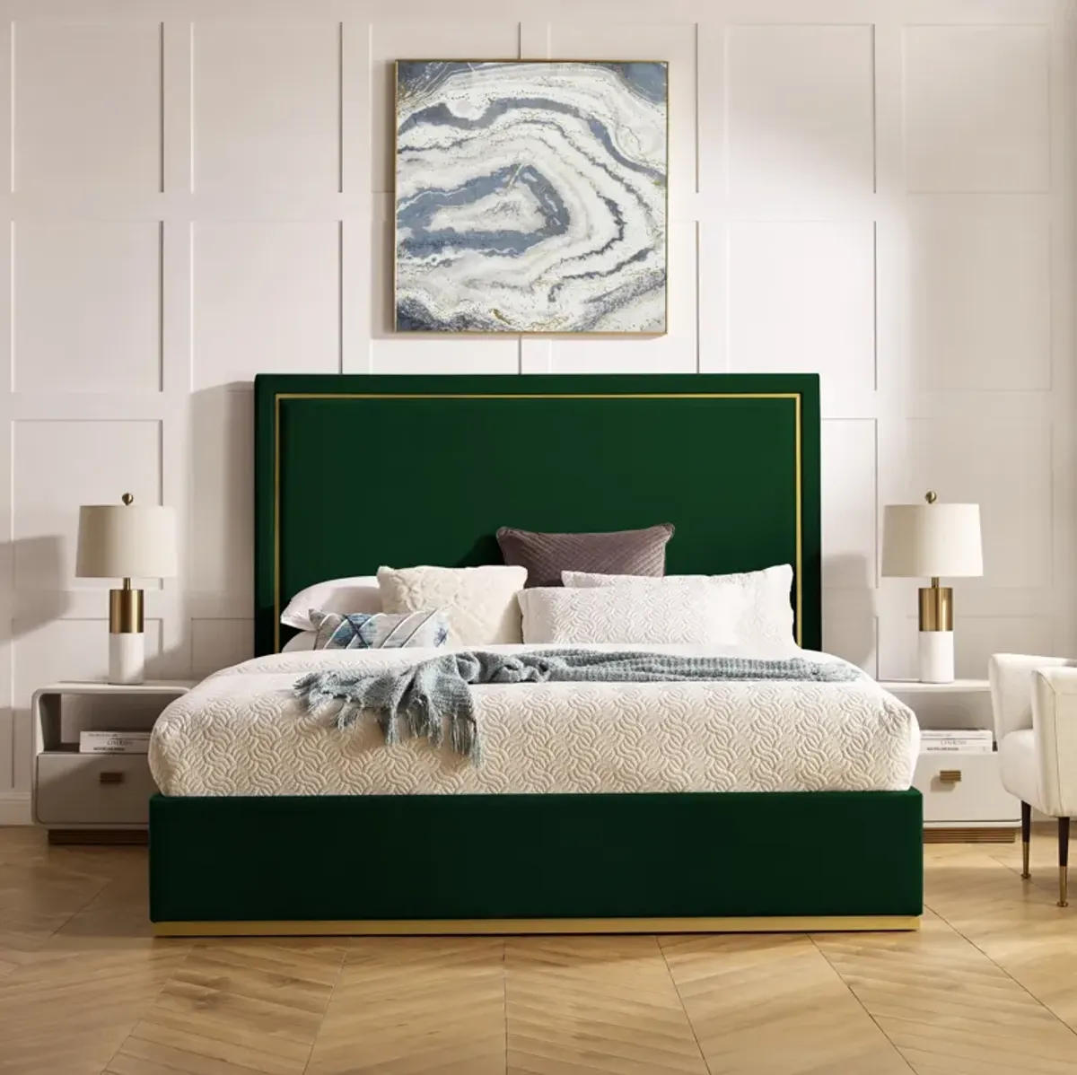 Inspired Home Emil Velvet Platform Bed