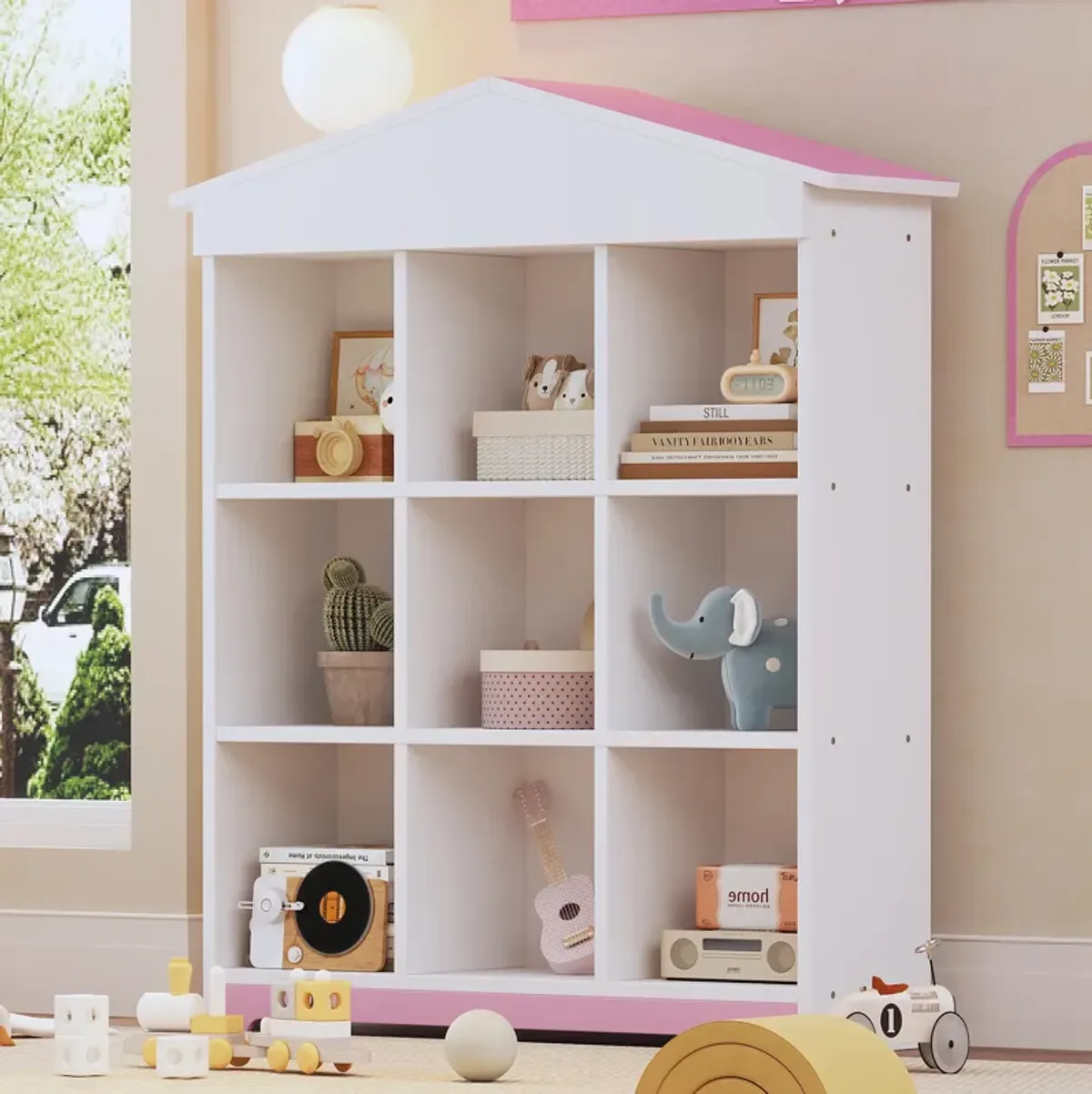 Merax House-shaped Storage Rack Kids Bookcase