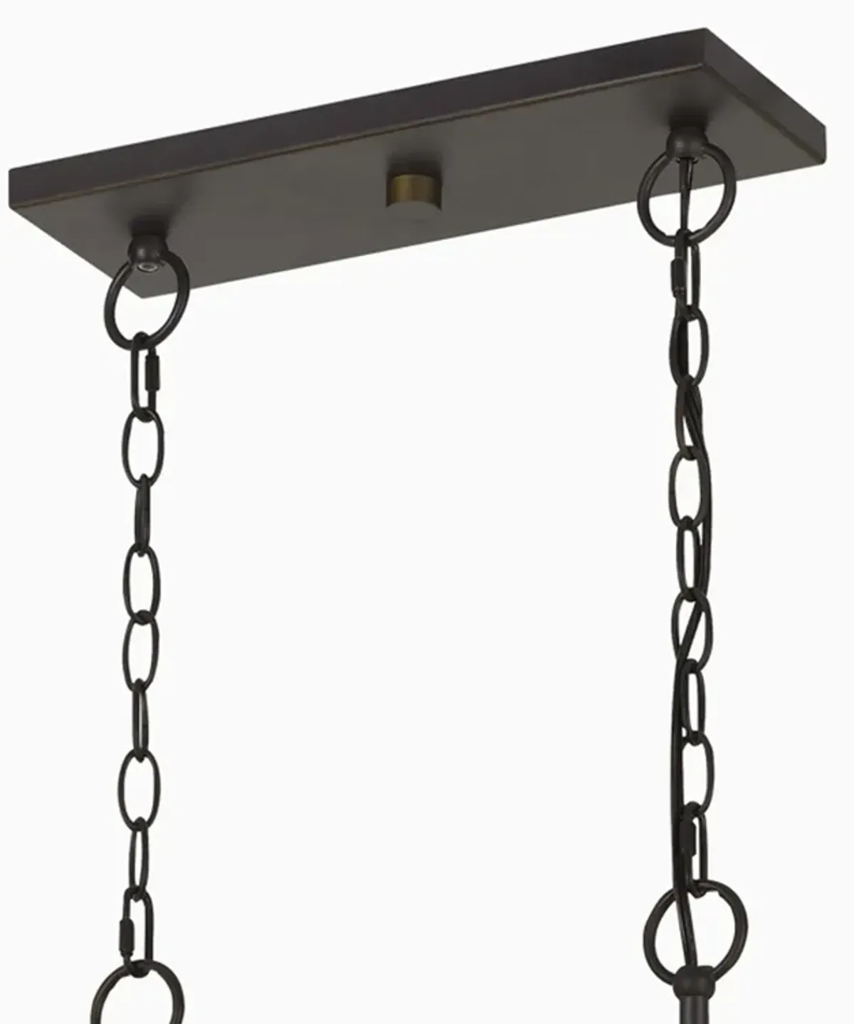 8 Bulb Chandelier with Wooden Frame and Metal Orb Shades, Brown and Black-Benzara