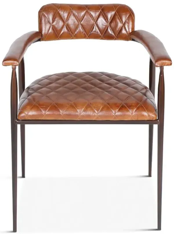 World Interiors Hudson Diamond Stitched Leather Armchair