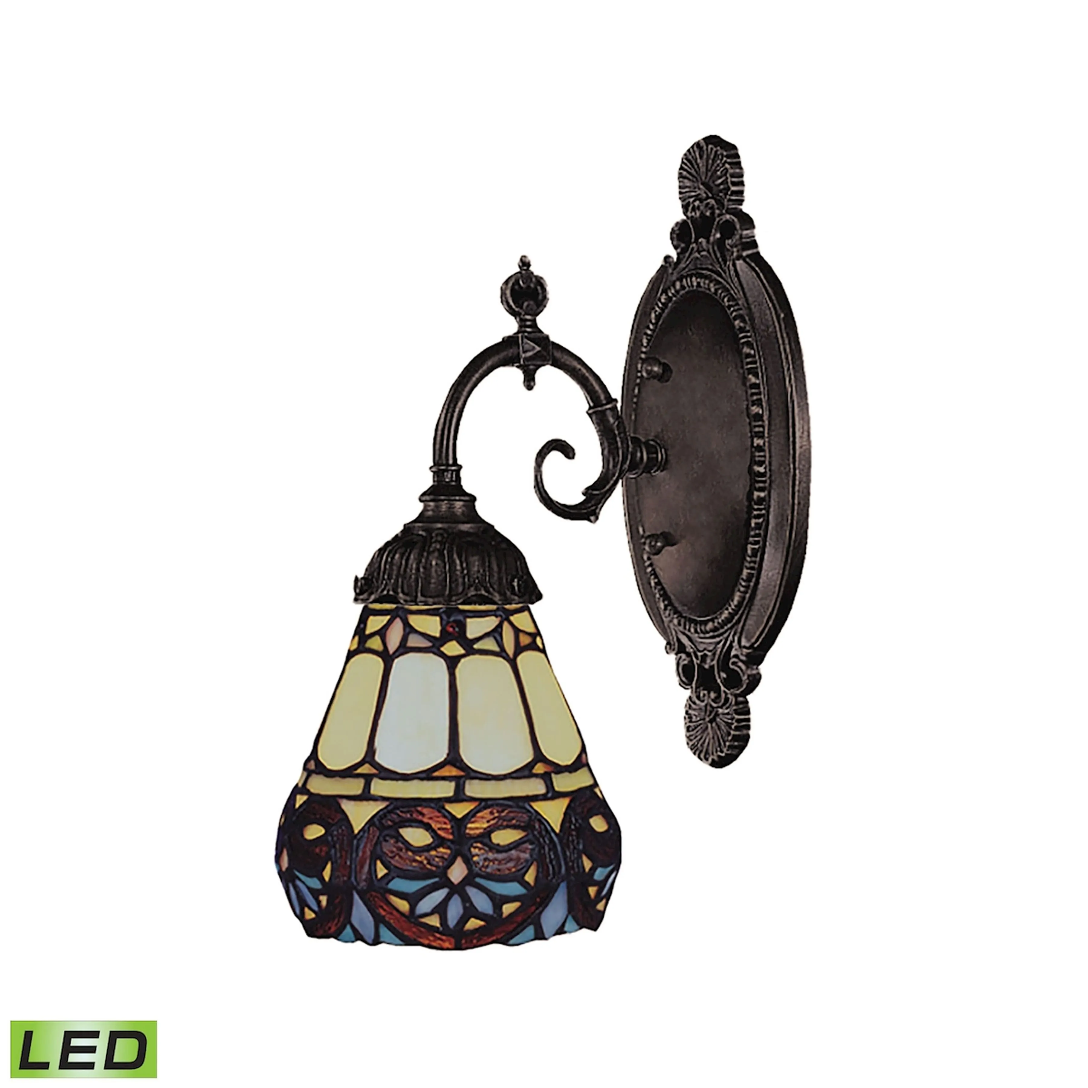 Mix-n-match 10'' High 1-Light Sconce Tiffany Glass