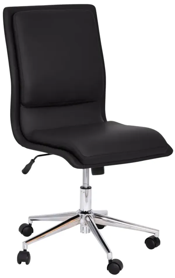Madigan Mid-Back Armless Swivel Task Office Chair with LeatherSoft and Adjustable Chrome Base,