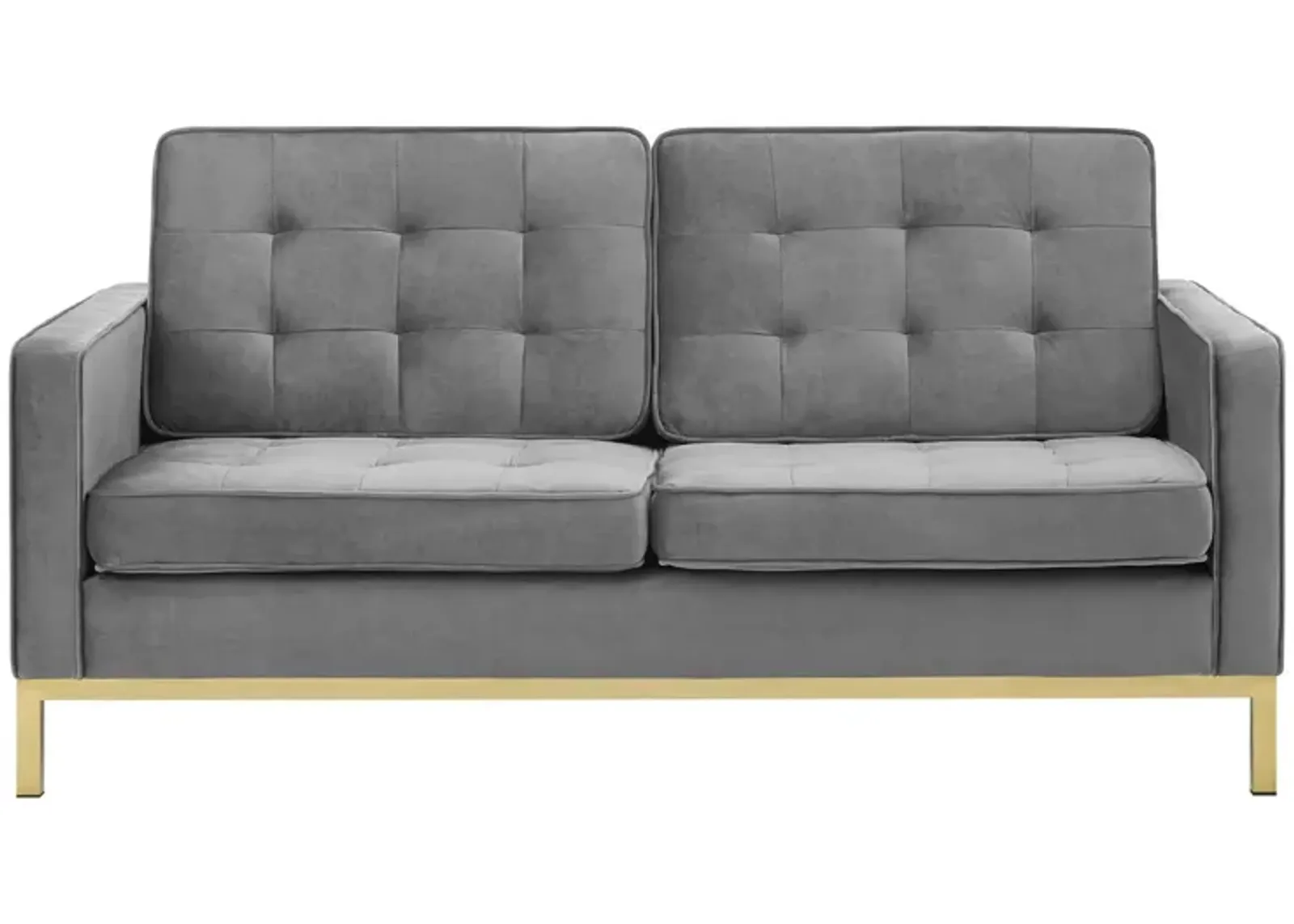 Loft Gold Stainless Steel Leg Performance Velvet Loveseat