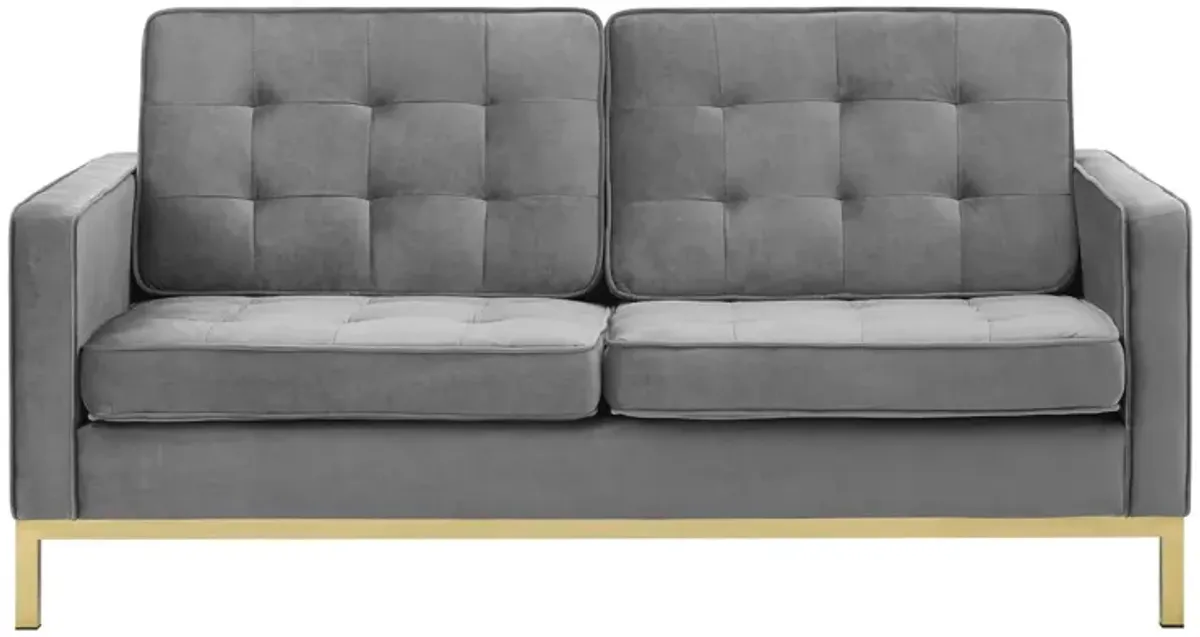 Loft Gold Stainless Steel Leg Performance Velvet Loveseat