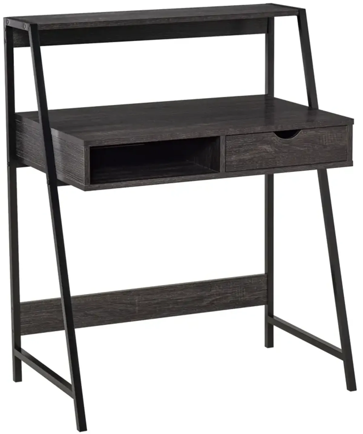 Gray Compact Workspace: Small Space Writing Desk with Storage