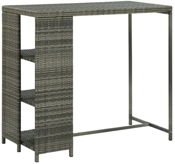 Bar Table Grey PE Rattan, Steel 47.2 x 23.6 x 43.3 in Bar Table