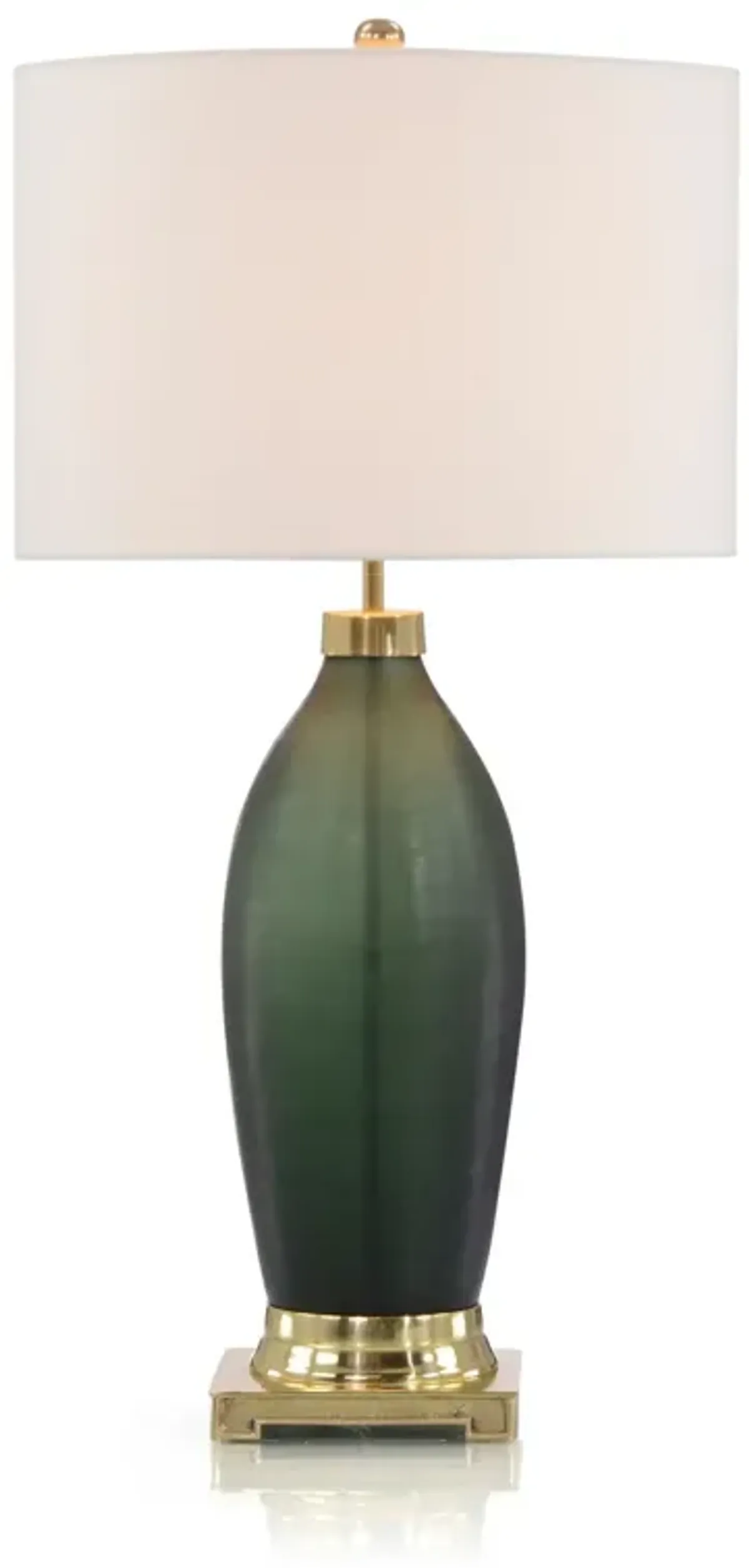 Emerald Green Etched Glass Table Lamp