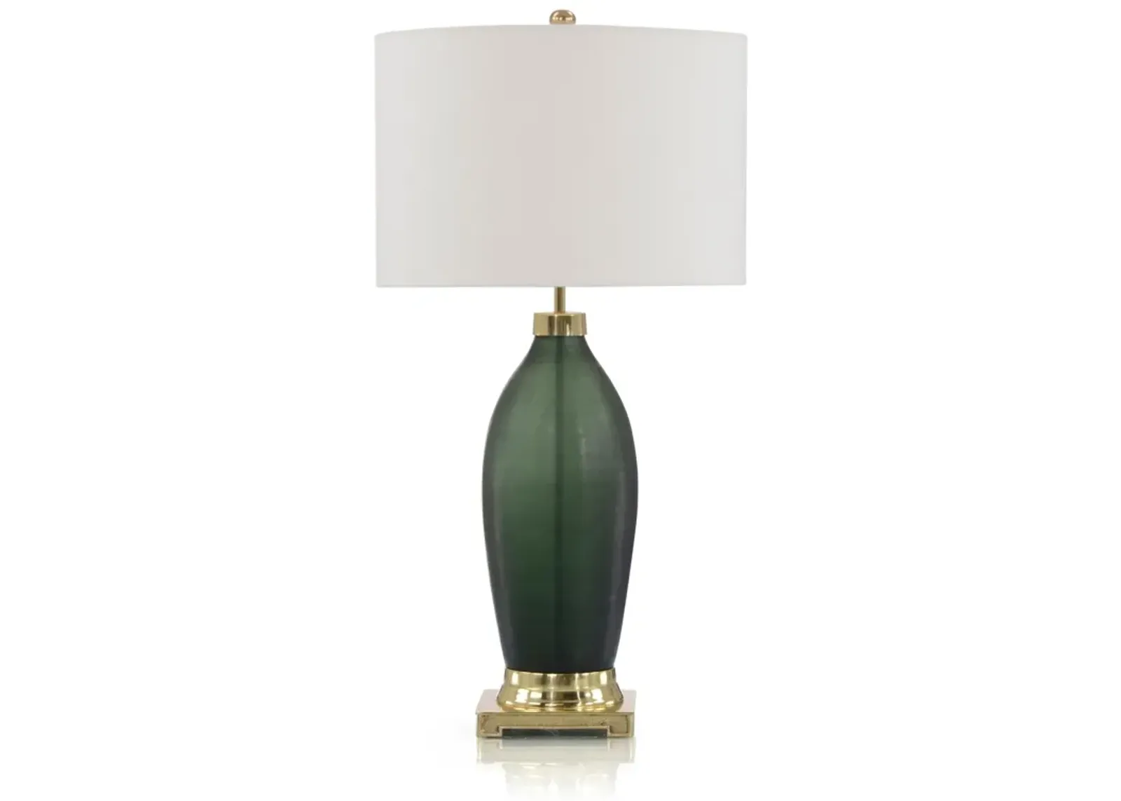 Emerald Green Etched Glass Table Lamp