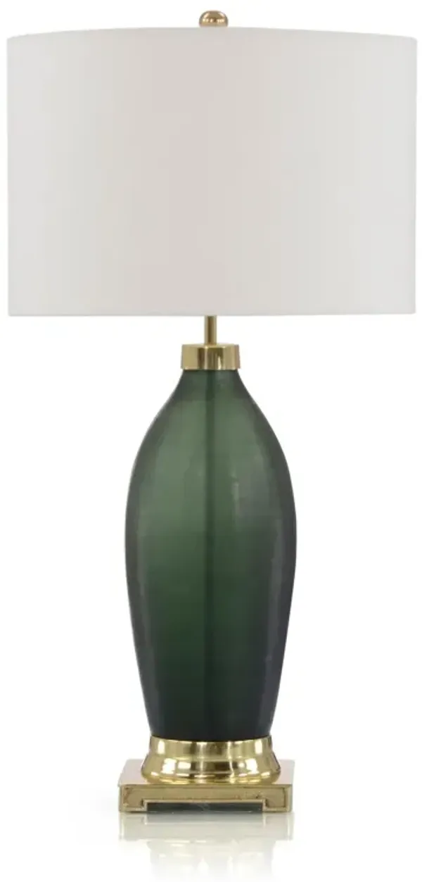 Emerald Green Etched Glass Table Lamp
