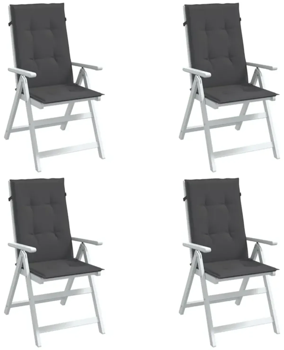 vidaXL Highback Chair Cushions 4 pcs Melange Anthracite Fabric - 47.2"x19.7"x1.6" - Outdoor/Indoor Use, UV Resistant, Foam Fiber Filled Seat Pads