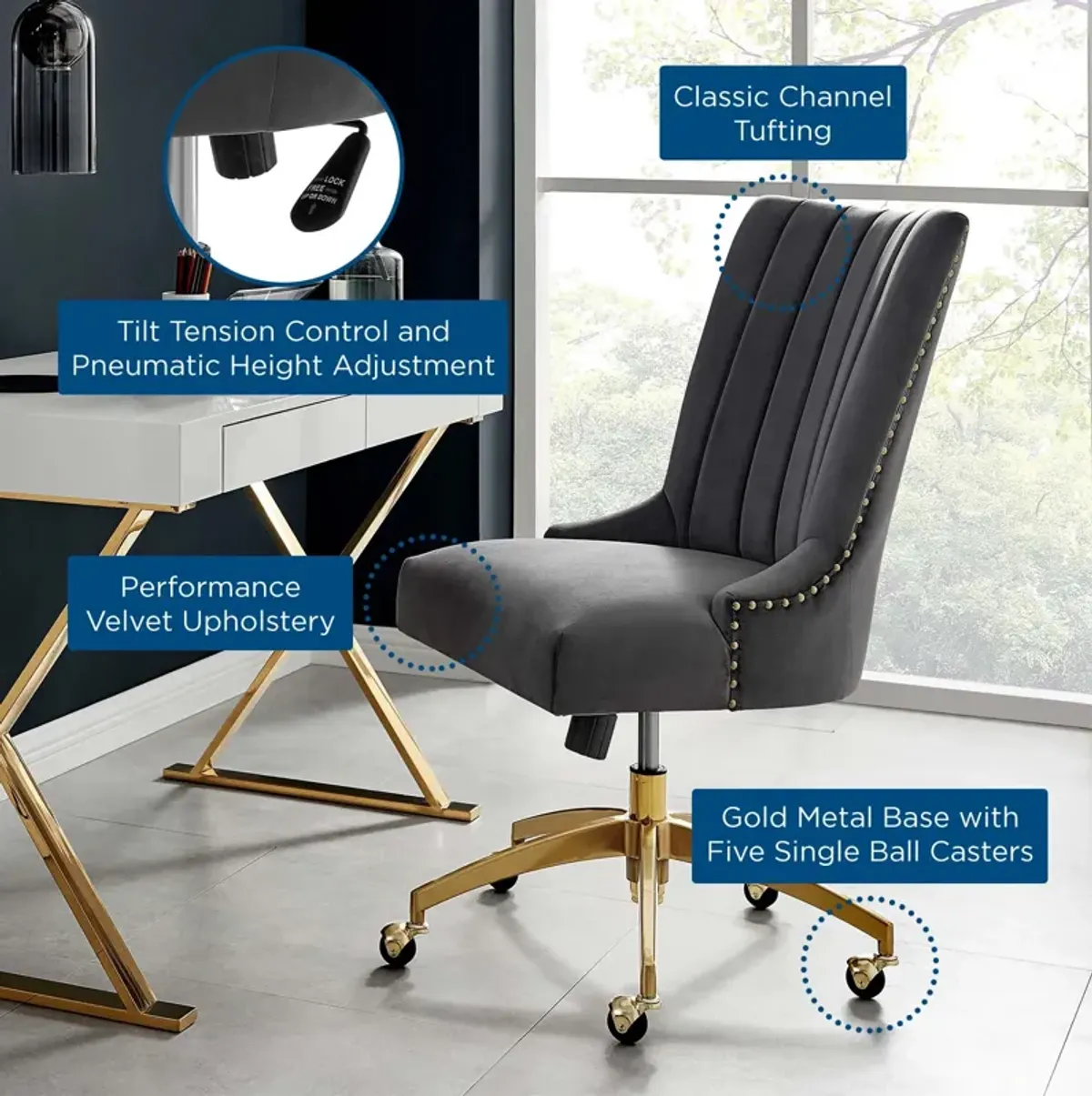 Modway Furniture - Empower Channel Tufted Performance Velvet Office Chair