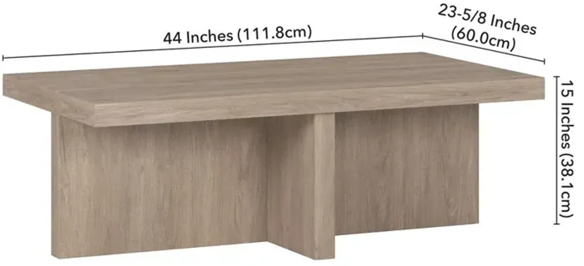 Hudson&Canal Elna 44 Wide Rectangular Coffee Table in Antiqued Gray Oak