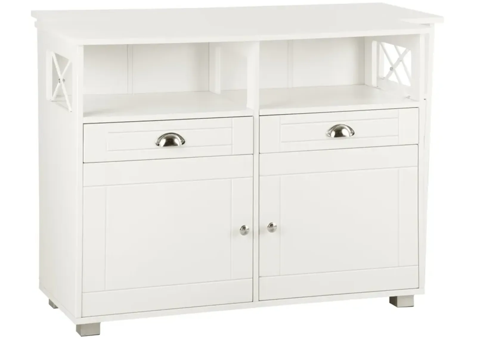 White Kitchen Organizer: Sideboard Buffet with Drawers and Large Top