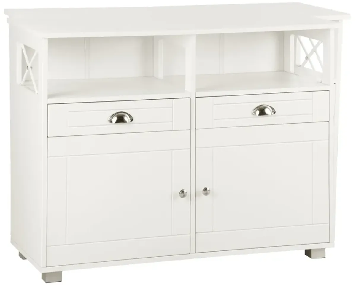 White Kitchen Organizer: Sideboard Buffet with Drawers and Large Top