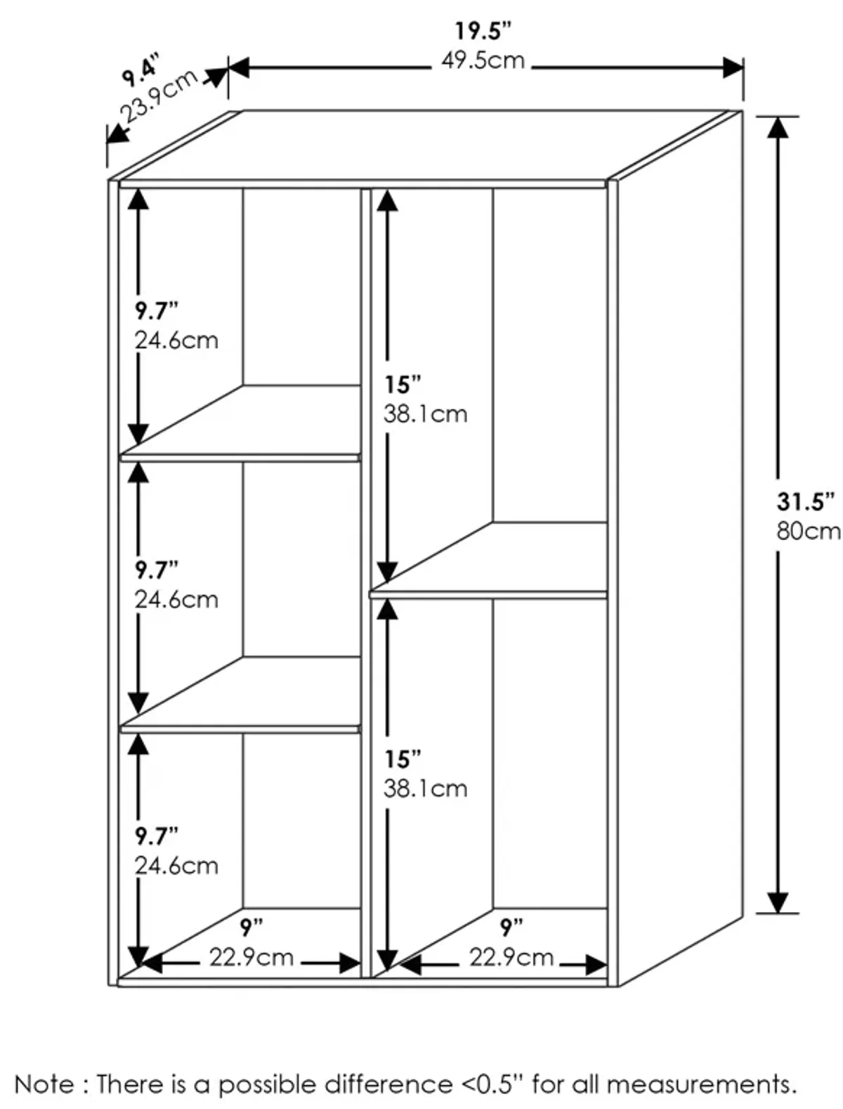 Furinno Luder 5-Cube No Tool Assembly Open Shelf, White