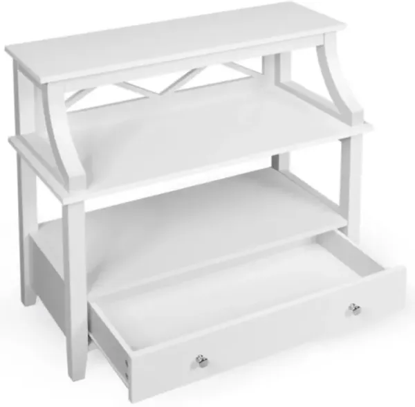 Hivvago 3-Tier Storage Rack End table Side Table with Slide Drawer