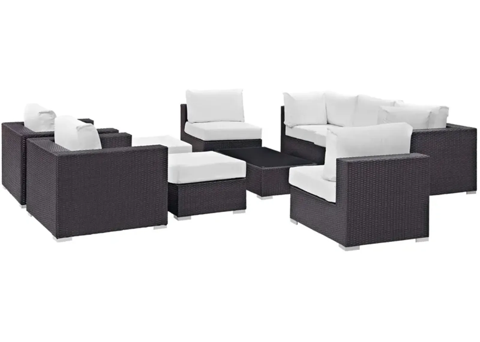 Convene Outdoor Sectional Set - Durable Rattan Weave, Adjustable & Versatile, Weather-Resistant Cushions - Patio Sofa Set with Coffee Table, Armless Chairs, Armchairs, Corners, and Ottomans