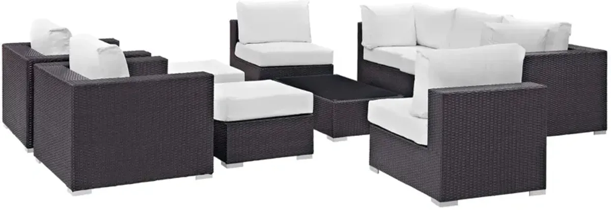 Convene Outdoor Sectional Set - Durable Rattan Weave, Adjustable & Versatile, Weather-Resistant Cushions - Patio Sofa Set with Coffee Table, Armless Chairs, Armchairs, Corners, and Ottomans