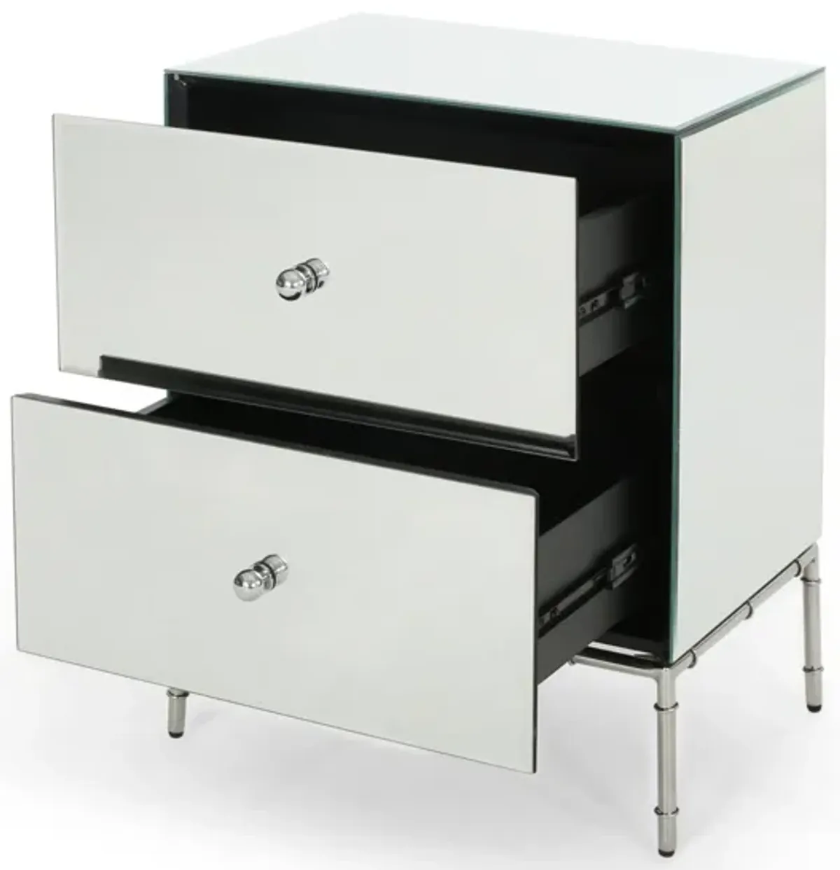 Elegant Mirrored Side Cabinet with Convenient Drawers