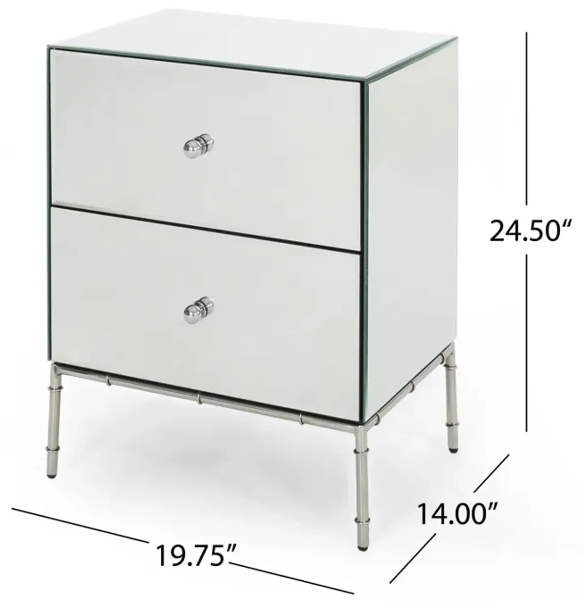 Elegant Mirrored Side Cabinet with Convenient Drawers