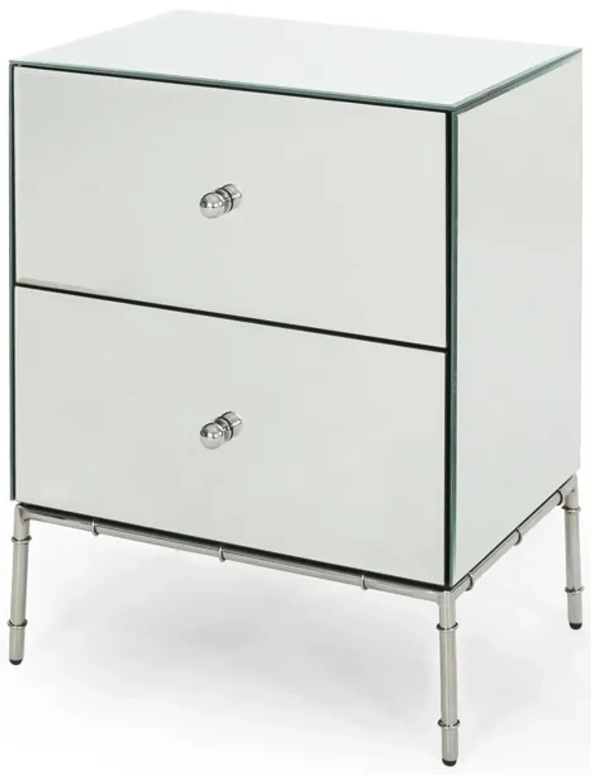 Elegant Mirrored Side Cabinet with Convenient Drawers