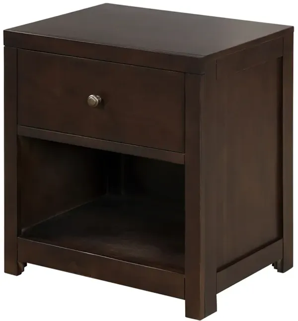 Nightstand with 1 Drawer and 1 Open Compartment, Dark Brown-Benzara