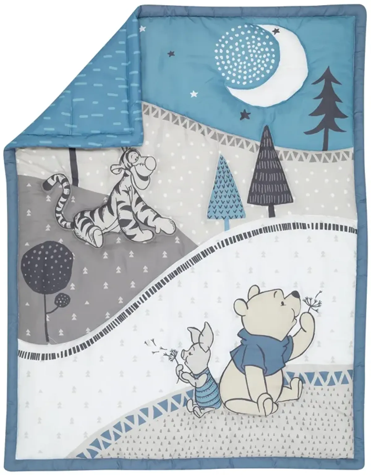 Lambs & Ivy Disney Baby Forever Pooh Blue/Gray 3-Piece Mini Crib Bedding Set